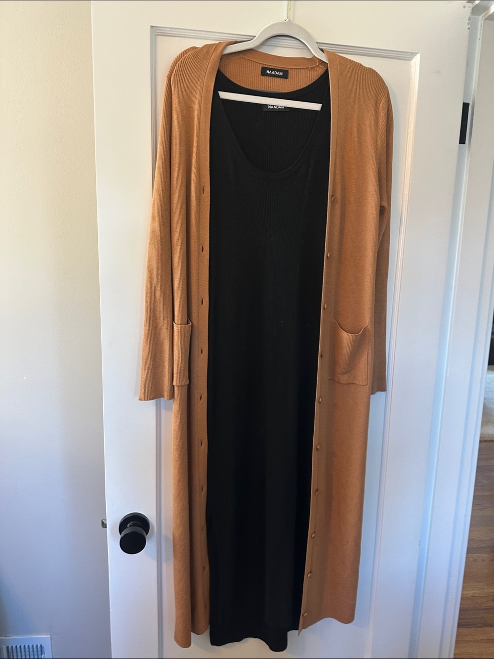 NAADAM Camel Long Ribbed Button-Front Dress - Picture 5 of 5